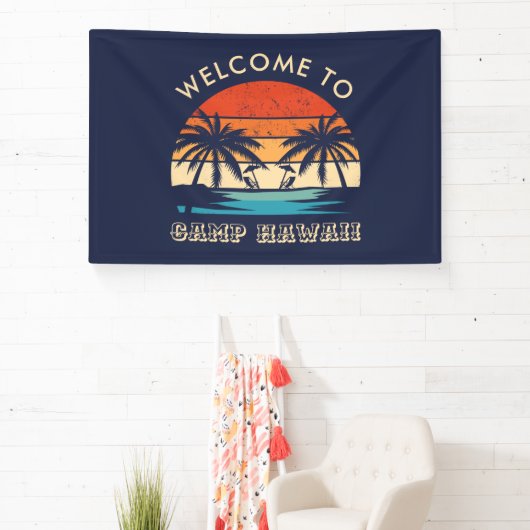 Hawaii Beach Party Retro zonsondergang Spandoek (Insitu)