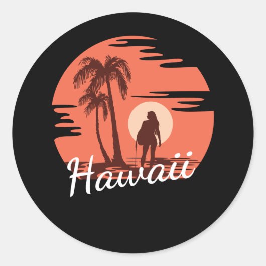 Hawaii Beach Ronde Sticker (Voorkant)