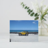 Hawaii beach scene jeep adventure briefkaart (Staand voorkant)