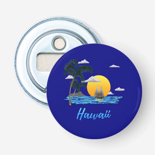 Hawaii Beach Sunset Button Flesopener (Voorkant)
