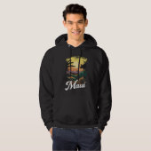 Hawaii Beach Sunset Ocean Maui Aloha Retro Hawaiia Hoodie (Voorkant volledig)