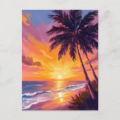 Hawaii Beach Sunset Painting reizen Briefkaart (Voorkant)