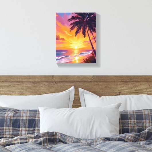Hawaii Beach Sunset Painting reizen Canvas Afdruk (Insitu (Slaapkamer))