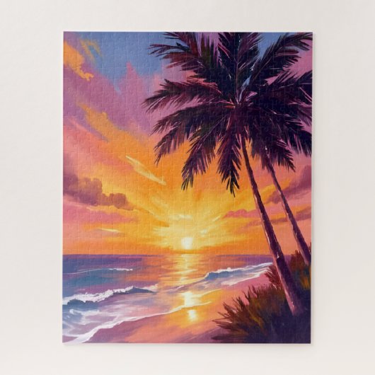 Hawaii Beach Sunset Painting Travel Legpuzzel (Verticaal)