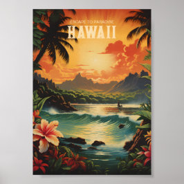  Hawaii Beach Travel Art Poster