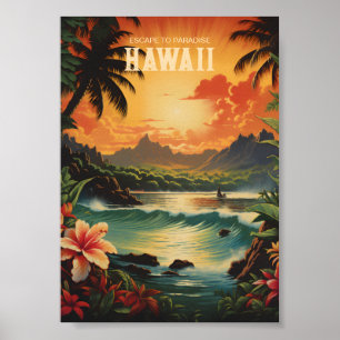  Hawaii Beach Travel Art Poster