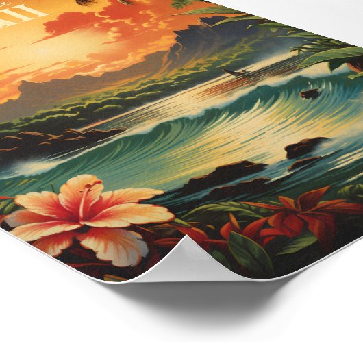  Hawaii Beach Travel Art Poster (Hoek)