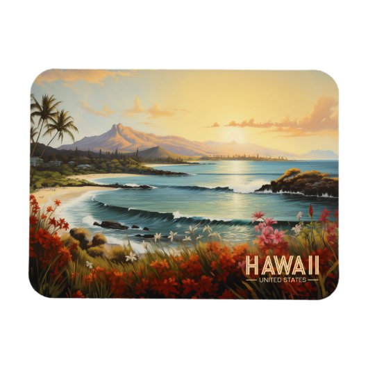  Hawaii Beach Tropical Paradise Painting Magneet (Horizontaal)
