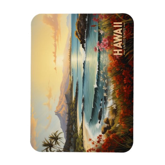 Hawaii Beach Tropical Paradise Painting Magneet (Verticaal)