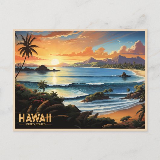 Hawaii Beach Tropical Paradise  schilderij Briefkaart (Voorkant)