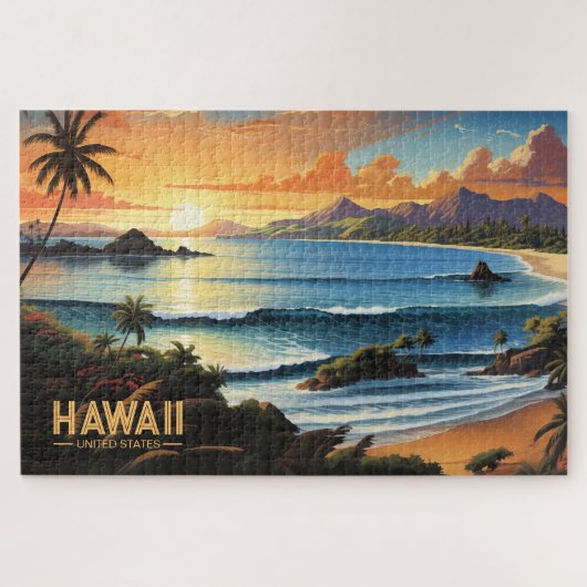 Hawaii Beach Tropical Paradise  schilderij Legpuzzel (Horizontaal)