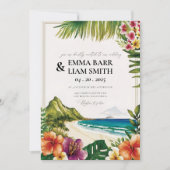 HAWAII Beach Tropical Wedding Invitation Kaart (Voorkant)