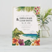 HAWAII Beach Tropical Wedding Invitation Kaart (Staand voorkant)
