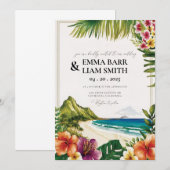 HAWAII Beach Tropical Wedding Invitation Kaart (Voorkant / Achterkant)