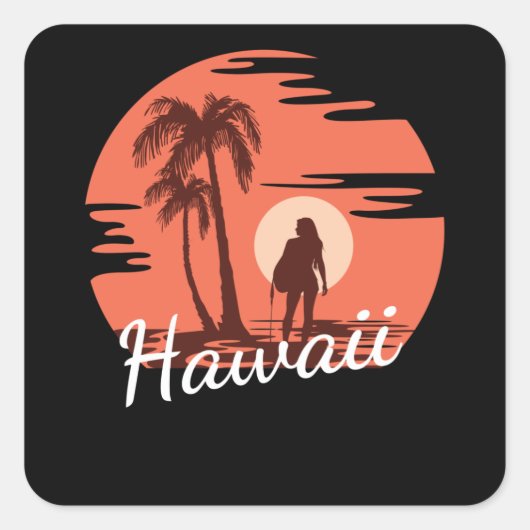 Hawaii Beach Vierkante Sticker (Voorkant)