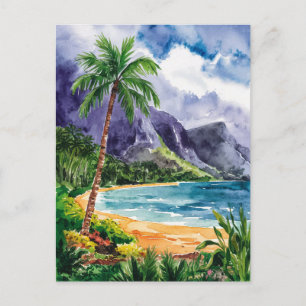 Hawaii Beach Waterverf schilderij reizen Briefkaart