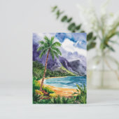 Hawaii Beach Waterverf schilderij reizen Briefkaart (Staand voorkant)