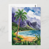 Hawaii Beach Waterverf schilderij reizen Briefkaart (Voorkant / Achterkant)