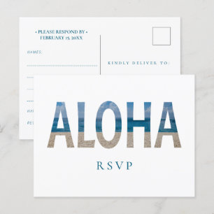 Hawaii Beach Wedding Aloha Foto RSVP Uitnodiging Briefkaart