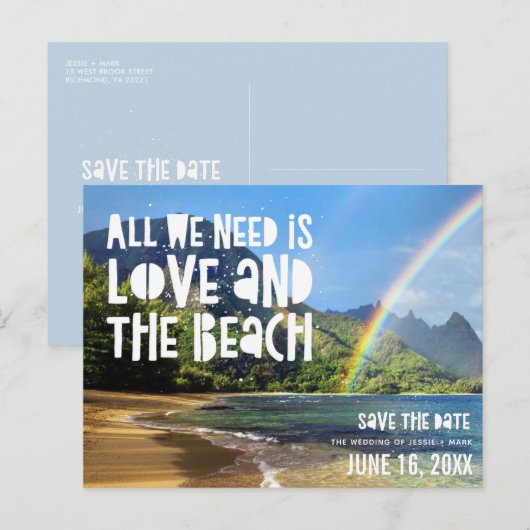 Hawaii Beach Wedding Bewaar de datums Aankondigingskaart (Voorkant / Achterkant)