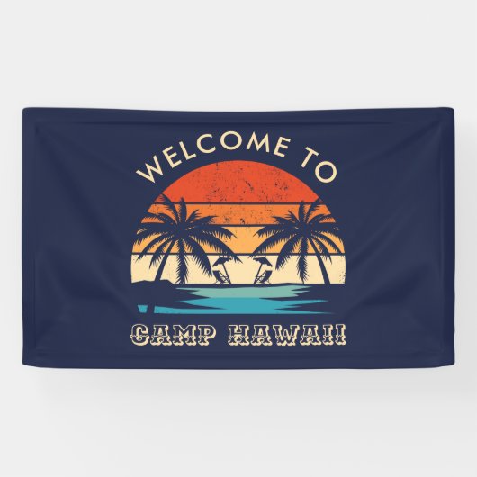 Hawaii Beachfeest Retro zonsondergang Spandoek (Horizontaal)