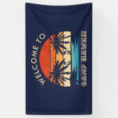 Hawaii Beachfeest Retro zonsondergang Spandoek (Verticaal)