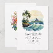 Hawaii Bestemming Trouw QR Code Save The Date (Voorkant / Achterkant)
