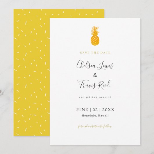 Hawaii Bestemming Trouwdatum Pineapple Opslaan Save The Date (Voorkant / Achterkant)