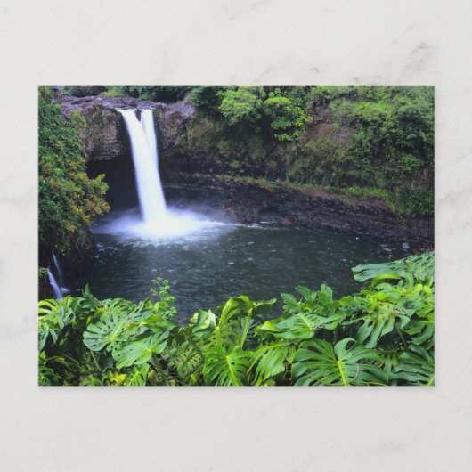 Hawaii, Big Island, Hilo, Rainbow Falls, Weelderig Briefkaart (Voorkant)