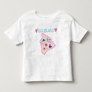 Hawaii Big Island Kaart Cute Pastel Illustratie Kinder Shirts