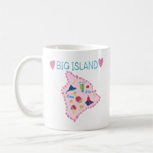 Hawaii Big Island Kaart Cute Pastel Illustratie Koffiemok