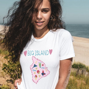 Hawaii Big Island Kaart Cute Pastel Illustratie T-shirt