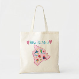 Hawaii Big Island Kaart Cute Pastel Illustratie  Tote Bag
