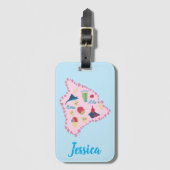 Hawaii Big Island Map Cute Pastel Illustration Bagagelabel (Voorkant (verticaal))