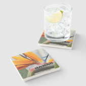 Hawaii Bird of Paradise Plant Flower Stenen Onderzetter (Zijkant)