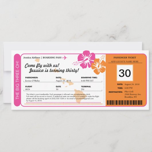 Hawaii Birthday Boarding Pass Kaart (Voorkant)