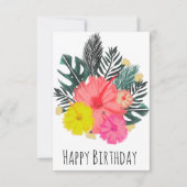 Hawaii Birthday Hand Drawn Greenery Birthday Kaart (Voorkant)