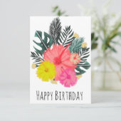 Hawaii Birthday Hand Drawn Greenery Birthday Kaart (Staand voorkant)