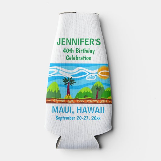 Hawaii Birthday Party Trip Favor Bottle Cooler (Voorkant)