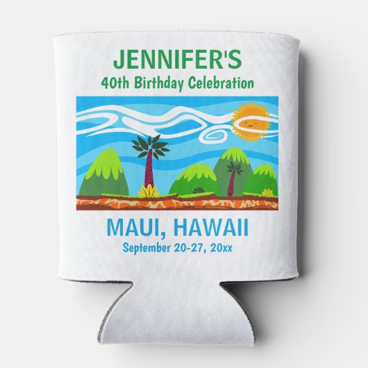 Hawaii Birthday Party Trip Favor Koelbox Blikjeskoeler (Achterkant)