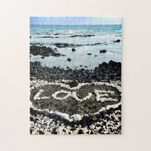 Hawaii Black Sand Beach Coral Love Heart Foto Legpuzzel (Verticaal)