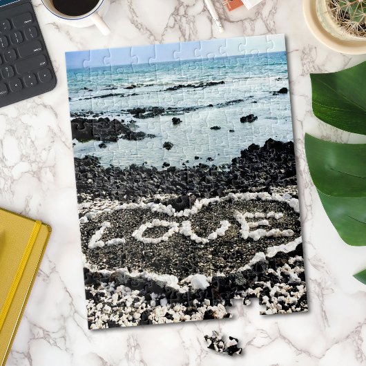 Hawaii Black Sand Beach Coral Love Heart Foto Legpuzzel