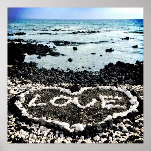 Hawaii Black Sand Beach & Coral "Love Heart Photo Poster (Voorkant)