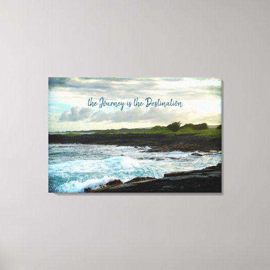 Hawaii Black Sand Beach reis is bestemming Canvas Afdruk (Voorkant)