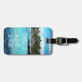 Hawaii blauwe oceaan en groene palmbomen "zomer is bagagelabel (Voorkant horizontaal)