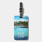 Hawaii blauwe oceaan en groene palmbomen "zomer is bagagelabel (Voorkant verticaal)