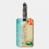 Hawaii: blauwe oceaan en zandstrand, speciale naam bagagelabel (Achterkant verticaal)