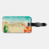 Hawaii: blauwe oceaan en zandstrand, speciale naam bagagelabel (Achterkant horizontaal)