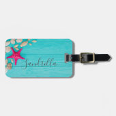 Hawaii: blauwe oceaan en zandstrand, speciale naam bagagelabel (Voorkant horizontaal)