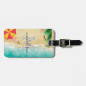 Hawaii: blauwe oceaan en zandstrand, speciale naam bagagelabel (Voorkant horizontaal)